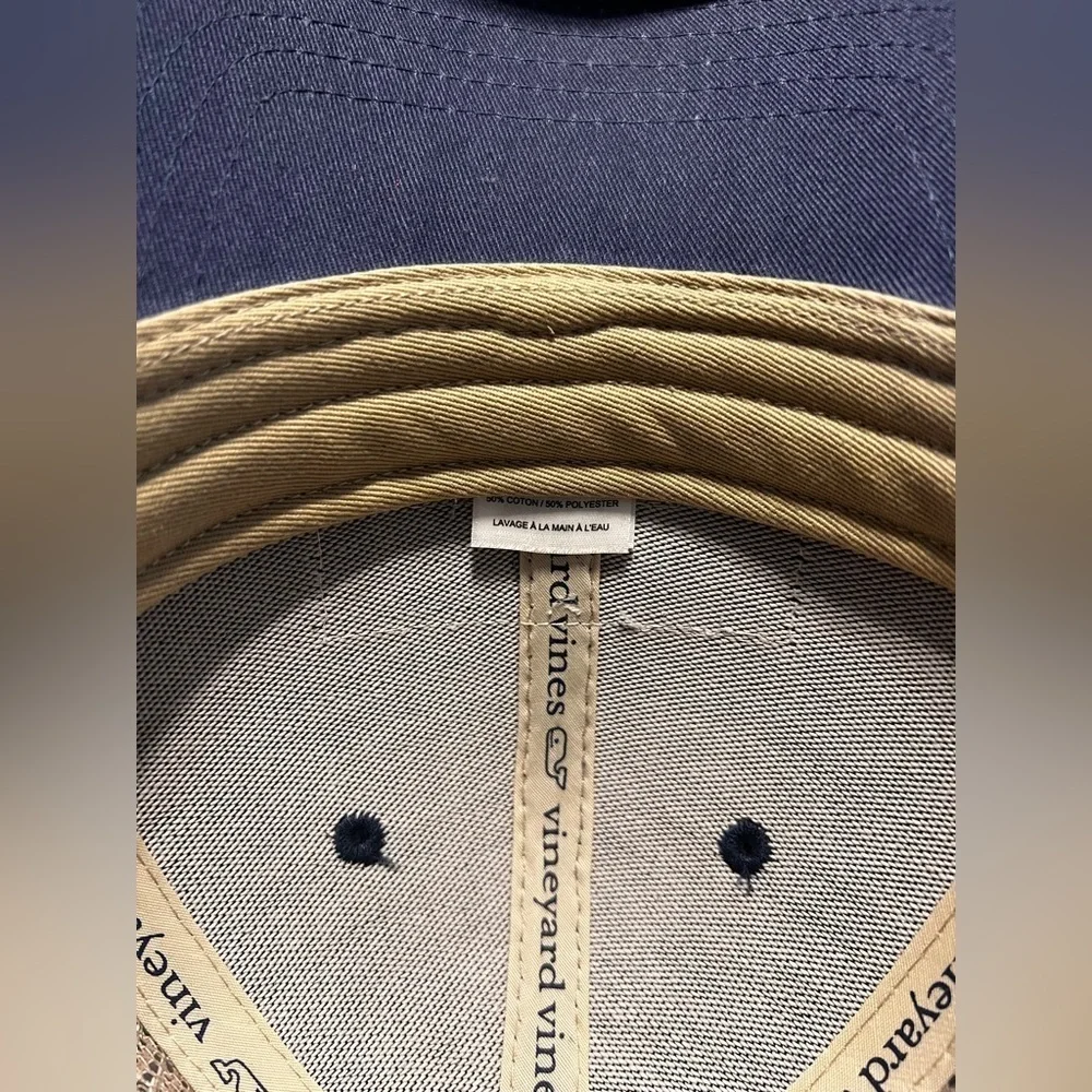 Vineyard Vines Martha's Vineyard Trucker Hat - Navy Blue & Tan Mesh